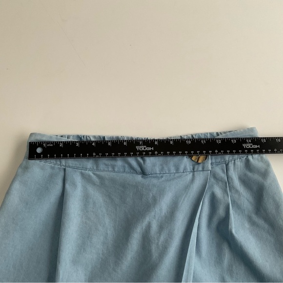 Biography Pants Sz L Blue Side Drape Slip Pockets Capris Boho Lagenlook Comfort - Picture 6 of 12